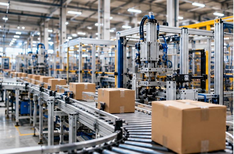 Linea automatizzata di packaging con movimentazione pneumatica