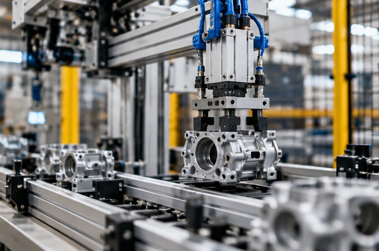 Sistema automatico di presa e posizionamento di componenti metallici